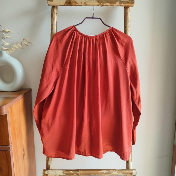🌹The Quiet Luxury Collection🌹 H&M Brick Orange Peasant Blouse - Picture 3 of 17